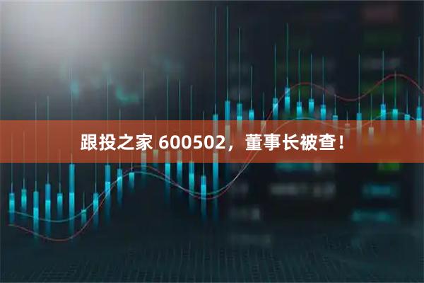 跟投之家 600502，董事长被查！